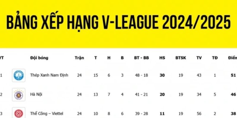 Tổng quan bảng xếp hạng V-League