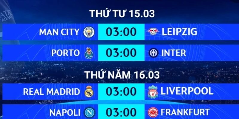 Cách đọc lịch thi đấu bóng đá châu âu