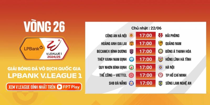 Cập nhật lịch thi đấu bóng đá việt nam